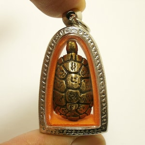 Magic Turtle LP Liew pendant Thai brass real Lew amulet miracle miniature Thailand famous monk bless wat raitangthong temple nice lucky gift