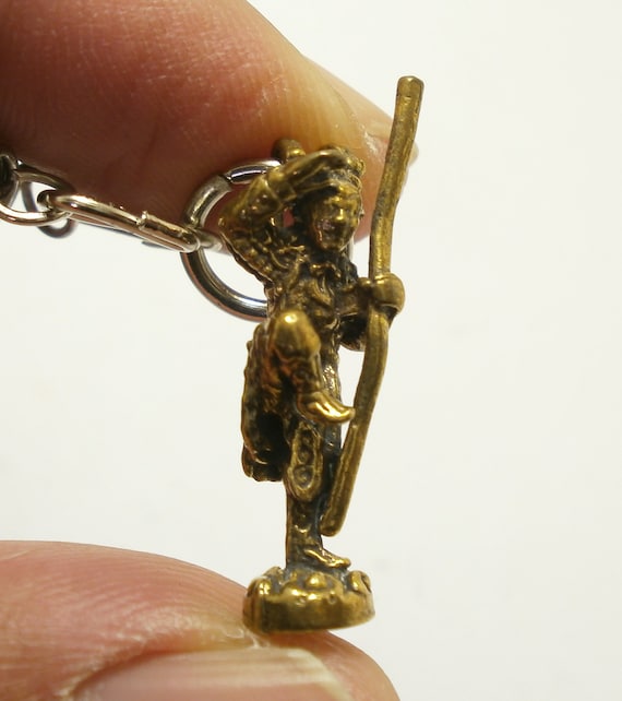 Monkey King Sun Wukong Chinese Tiny Brass Pendant Rope Necklace