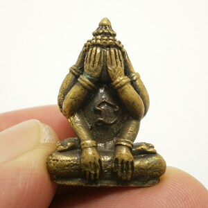 Mini Brass Phra Pidtawan Buddha Amulet: Thai Luck, Wealth, Protection