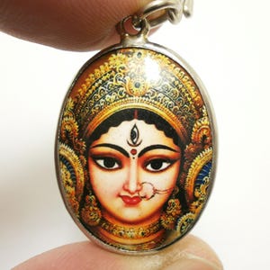Durga Kali Amulet: Hindu Goddess Pendant Necklace, Protection Deity