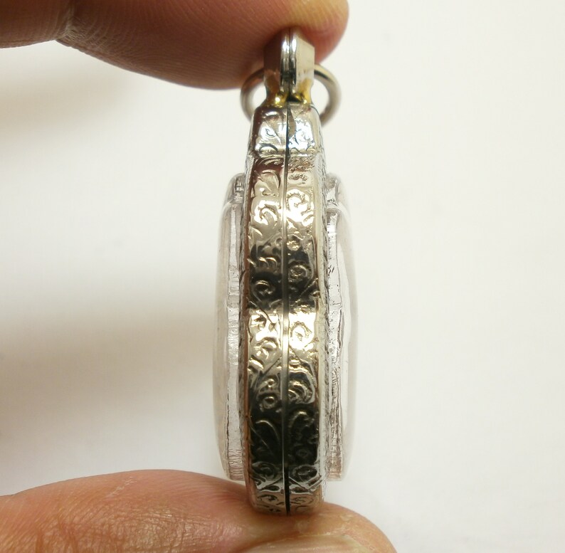 Luangpoo Wat Groakgrak Buddha Yant coin pendant blessed in 1959 2502 BE bring peaceful life wealth success lucky good health amulet locket