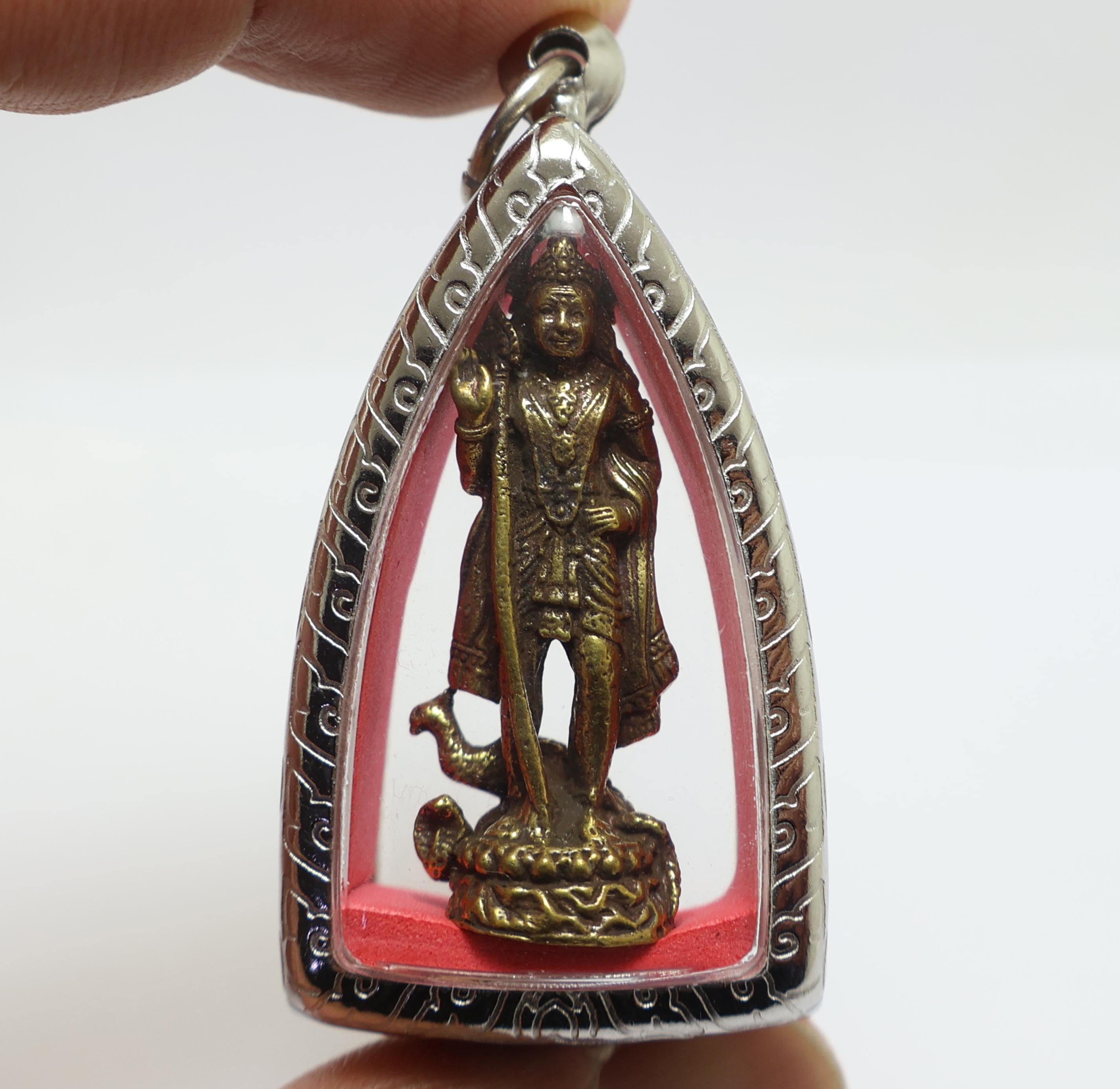 Lord Murugan Brass Amulet Pendant: Hindu God of War Protection Locket