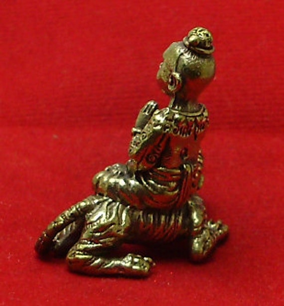 Kuman Thong Mini Amulet Thai Spirit Boy Ride Tiger, Magic Wealth