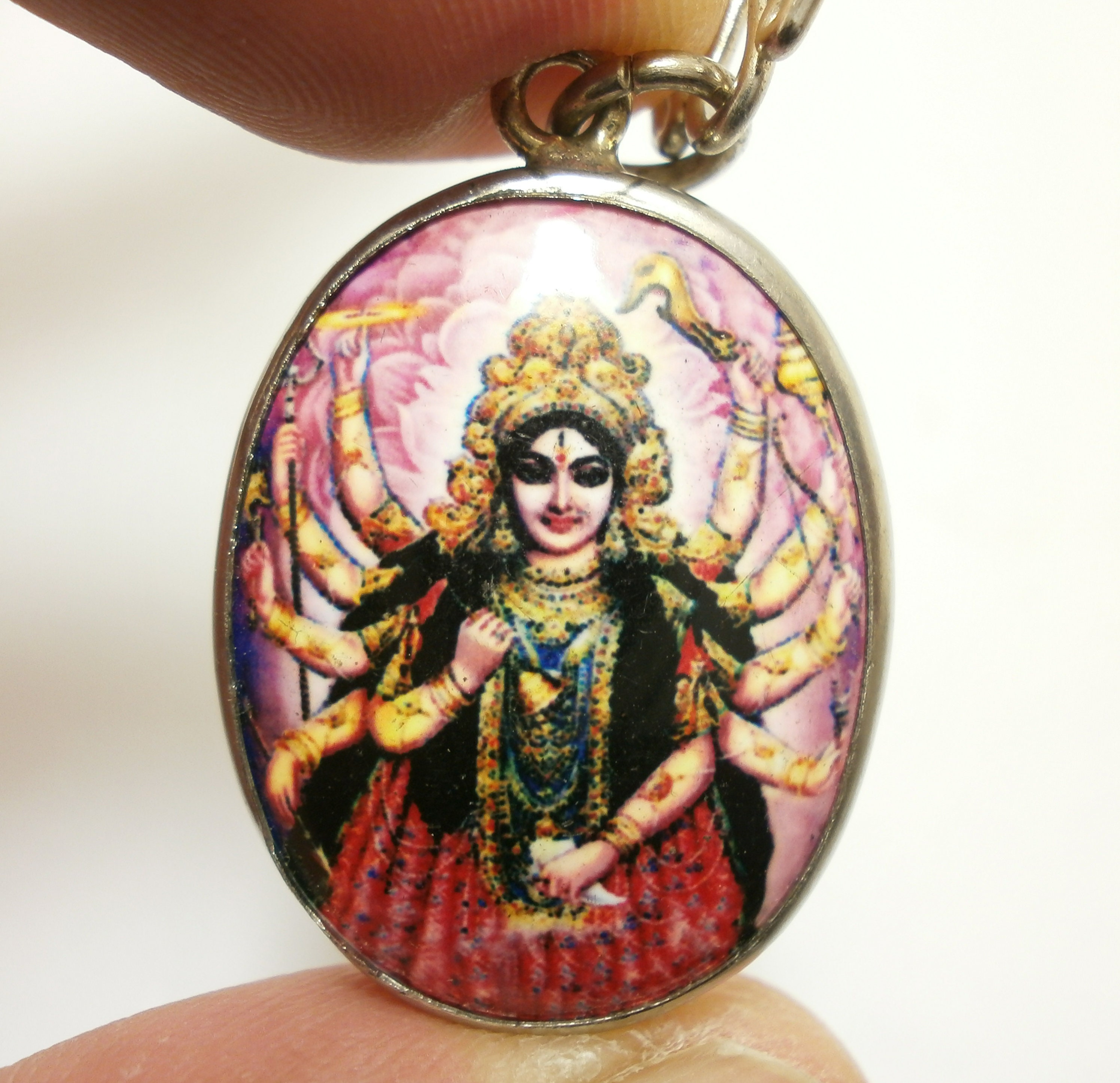 Durga Kali Amulet: Hindu Goddess Pendant Necklace, Protection Deity