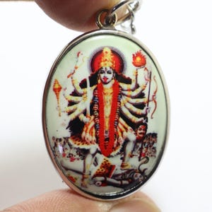 Kali Goddess Amulet: Hindu Protection Rope Necklace