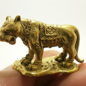 Thai Brass Tiger Amulet: Yantra Talisman, Life Protection