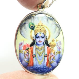 Lord Vishnu Pendant: Hindu God Amulet Necklace, Success & Protection