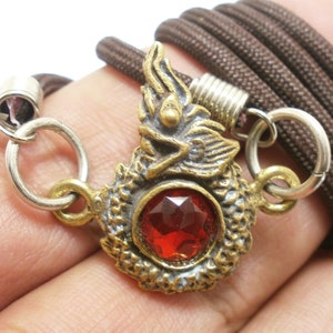 Naga Phaya Nak Brass Pendant: Thai Amulet, Life Protection, 24&quot; Necklace