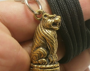 magic tiger brass pendant amulet 24 inches rope necklace Thai strong life protection Thailand nice lucky gift talisman