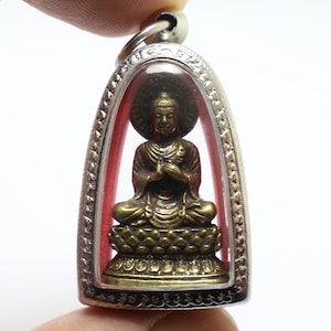 Lord Buddha Amulet: Thai Dharmachakra Pendant, Blessed 1987