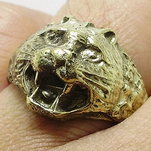 Brass Tiger Ring: Thai Amulet, Life Protection Talisman