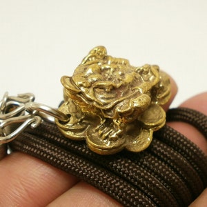 Brass Frog Chinese Coin Amulet - Wealth & Luck - 24&quot; Rope Necklace