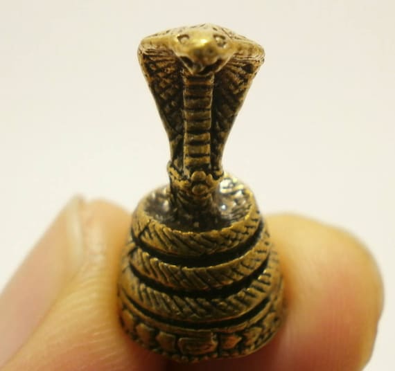 Thai mini Brass King Cobra Amulet: Life Protection Charm