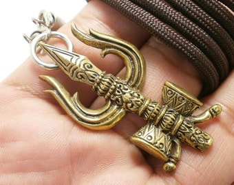 Trident of lord Shiva Trisula Trishula Trishul om ohm deity harmony of life hindu balance amulet pendant necklace nice lucky blessing gift
