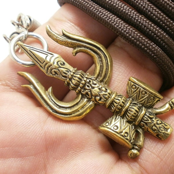 Trident du seigneur Shiva Trisula Trishula Trishul om ohm divinité harmonie de la vie hindoue équilibre amulette pendentif collier beau cadeau de bénédiction chanceux