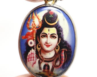 シヴァ神マハデヴ・オムペンダント祝福された1980年代のネックレスマハ