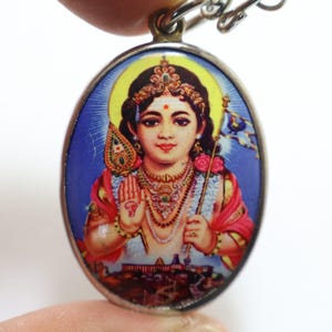 Lord Murugan Big Amulet Pendant: Hindu God of War, Lucky Charm Om Necklace