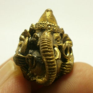 Lord Ganesha Brass Amulet: Thai God of Luck, Success (2.5cm)