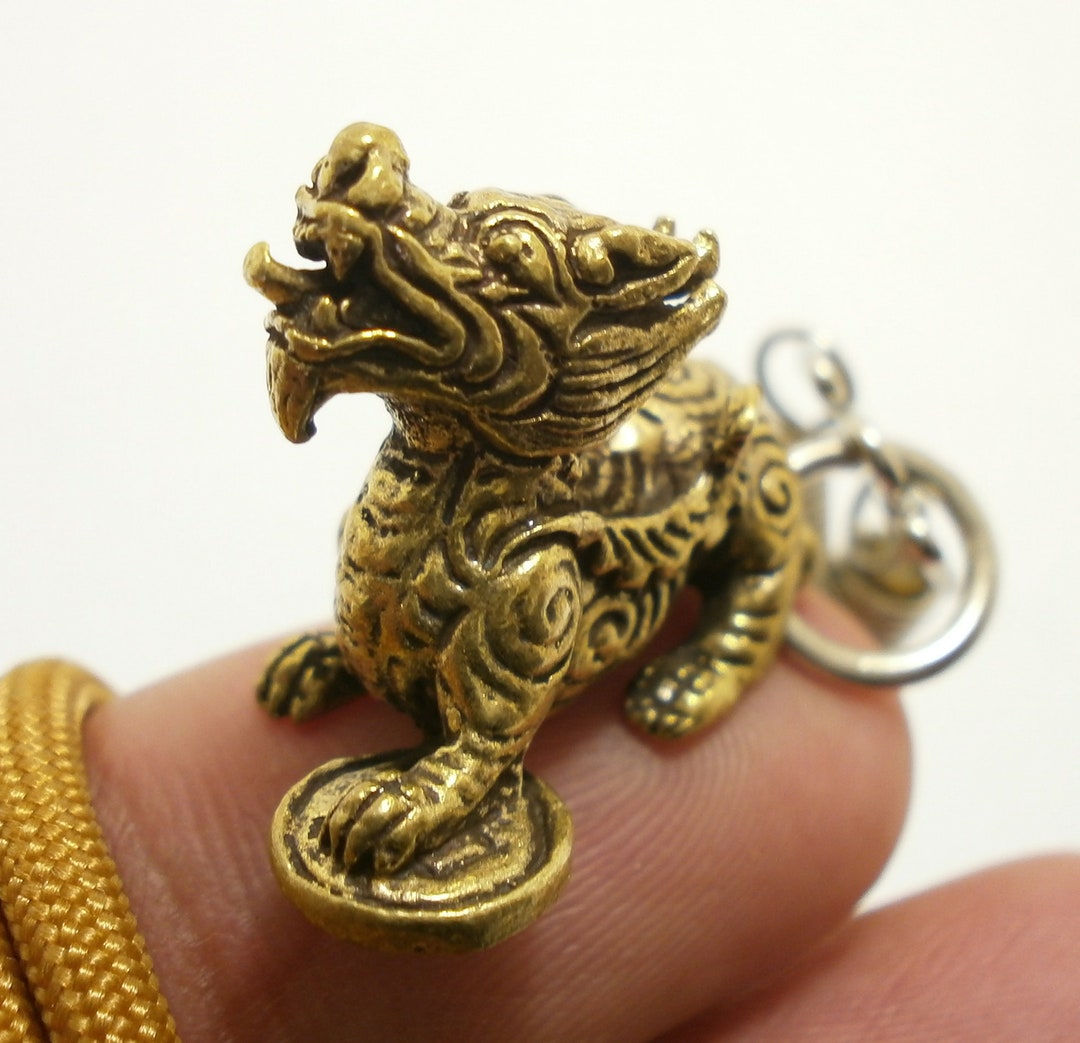 Brass Pi Yao Amulet Pendant: Chinese Feng Shui Good Luck Charm - Etsy