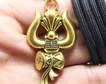 Trishula Pendant: Trident of Shiva Amulet Ohm Necklace, Hindu Om Blessing Gift Fujii Kaze
