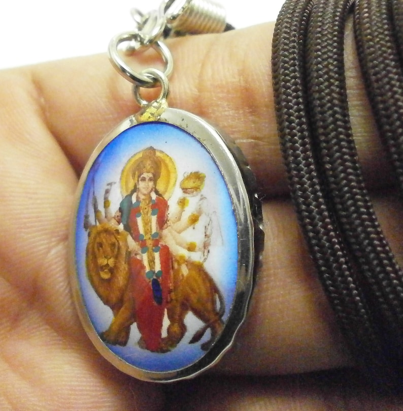 Durga Uma Devi Parvati Hindu Goddess real bless rare amulet pendant with rope necklace life protection Thailand nice gift Hinduism god deity