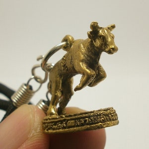 Thai Brass Bull Amulet Pendant: Life Protection, Good Luck