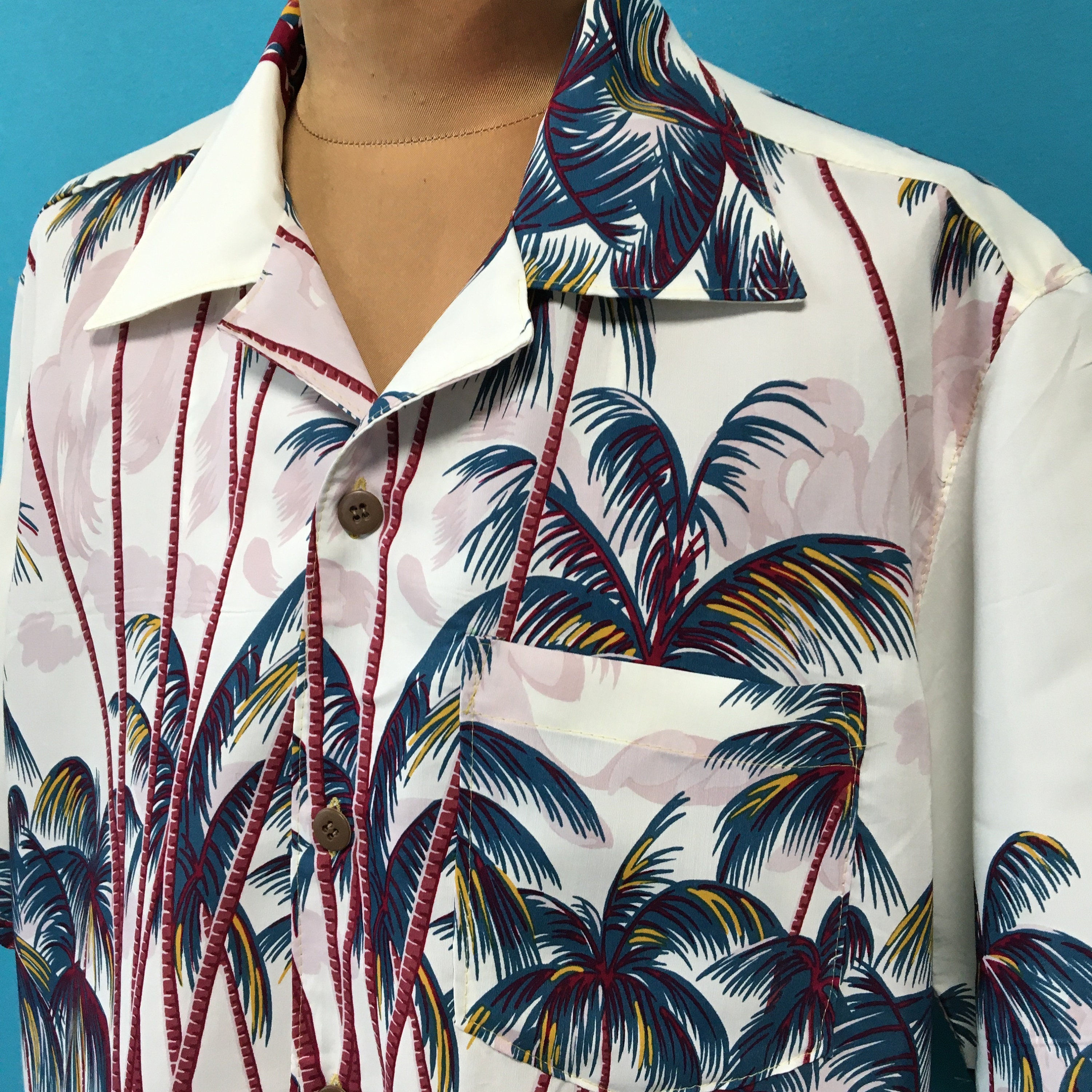 US L cotton shirt Hawaiian shirt vintage fabric | Etsy
