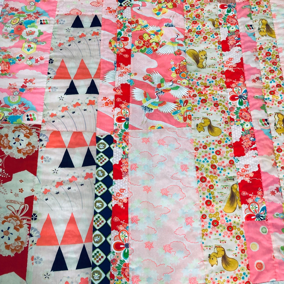Patchwork Thin Quilt, Valuable Kimono, Woolen Muslin Vintage and