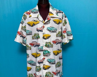 US L, Japanese cotton shirt, Hawaiian shirt, aloha shirt, car