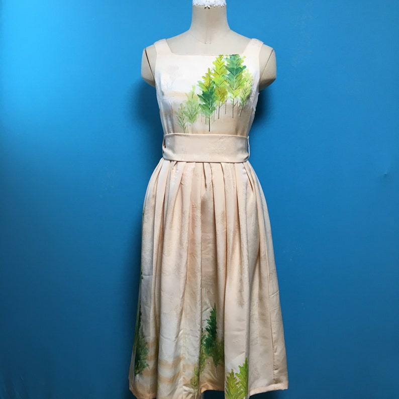 Robe kimono vintage décolleté carré vintage japonais soie ...