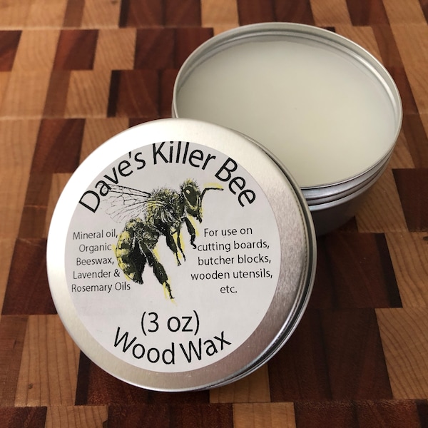 DAVE"S KILLER BEE Wood Wax, Wood Butter, Wood Conditioner, Wood oil- Restores rejuvenates Cutting Boards, wooden spoons, Butcher blocks