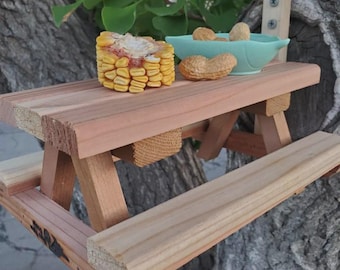 Jumbo Squirrel Feeder Picnic Table - Extra Strength Redwood
