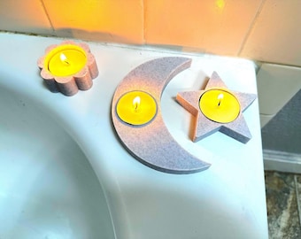 Moon and Star Tea Light Candle Holder - 3D Printed