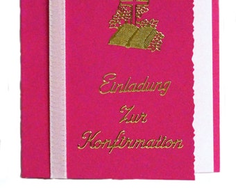 10 x Einladung Einladungskarte Konfirmation Einladungen KK013 pink