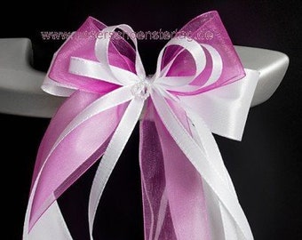 10 Antennenschleifen Autoschleife Autoschmuck Hochzeit SCH0101 pink