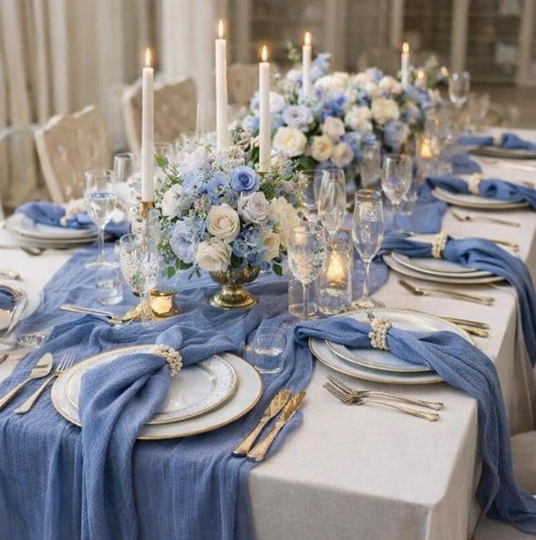 Tischdeko hochzeit blau