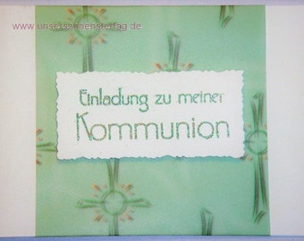 10 Einladungen Einladungskarten Kommunion Konfirmation KK006 grün