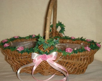 Scatter basket wedding flower children wicker basket pink SK0010