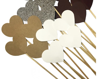 SPECIAL OFFER ** 50 hearts for wedding decoration SH001 - brown, beige, kraft ON BOTH SIDES