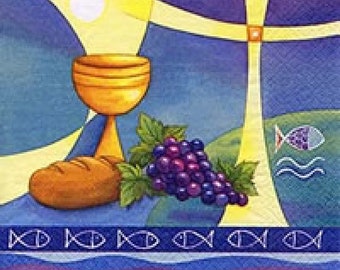 20 Servietten zur Kommunion Taufe Konfirmation Kelch Brot Trauben SV0029