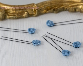 12x Accesorios de pelo rosas azul claro pins de pelo nupcial boda HS0004