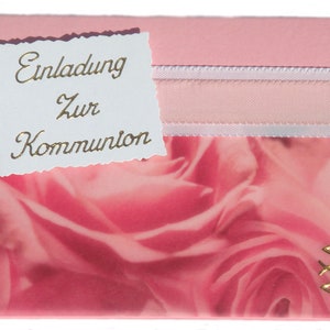 Convites Cartões de convite de comunhão em conjunto de 10 KK002 rosa