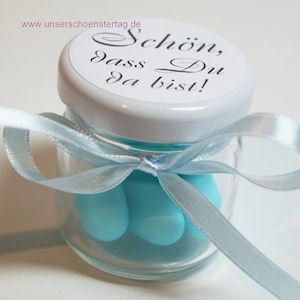 Guest gifts almonds in glass wedding baptism communion GG0081 light Blue
