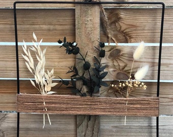 modern door wreath window decoration metal square loop with dried flowers