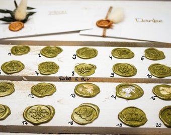 Wax seal self-adhesive - hand-cast wax seal in olive green, olive - DIY seal Choice of motif