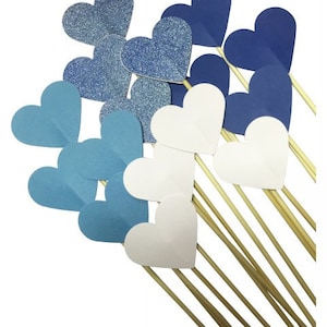 50 Steckherzen zur Hochzeit Dekoration SH001 - blau, hellblau, weiß