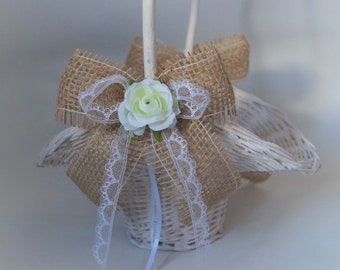 Scatter basket white wedding flower children SK0019 vintage