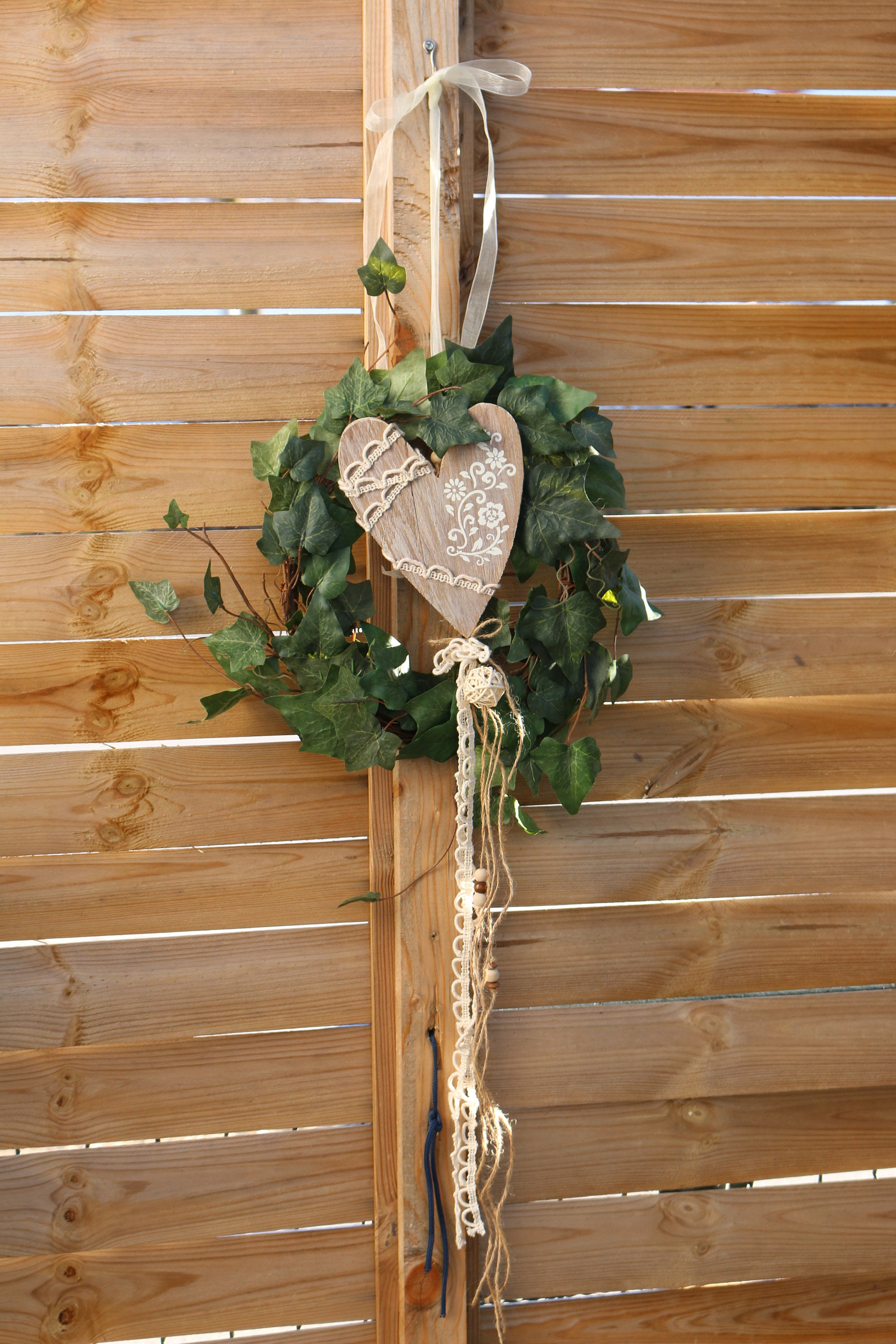 Handmade ** schner Trkranz Efeu mit Herz Hochzeit Dekoration - Etsy  sterreich