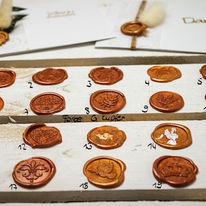 Wachssiegel selbstklebend - von Hand gegossenes Wachssiegel in kupfer, bronze - DIY Siegel Motivwahl