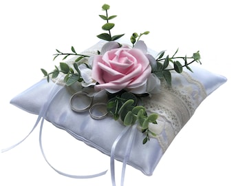 SPECIAL OFFER *** noble ring pillow for the wedding white pink eucalyptus RK0043